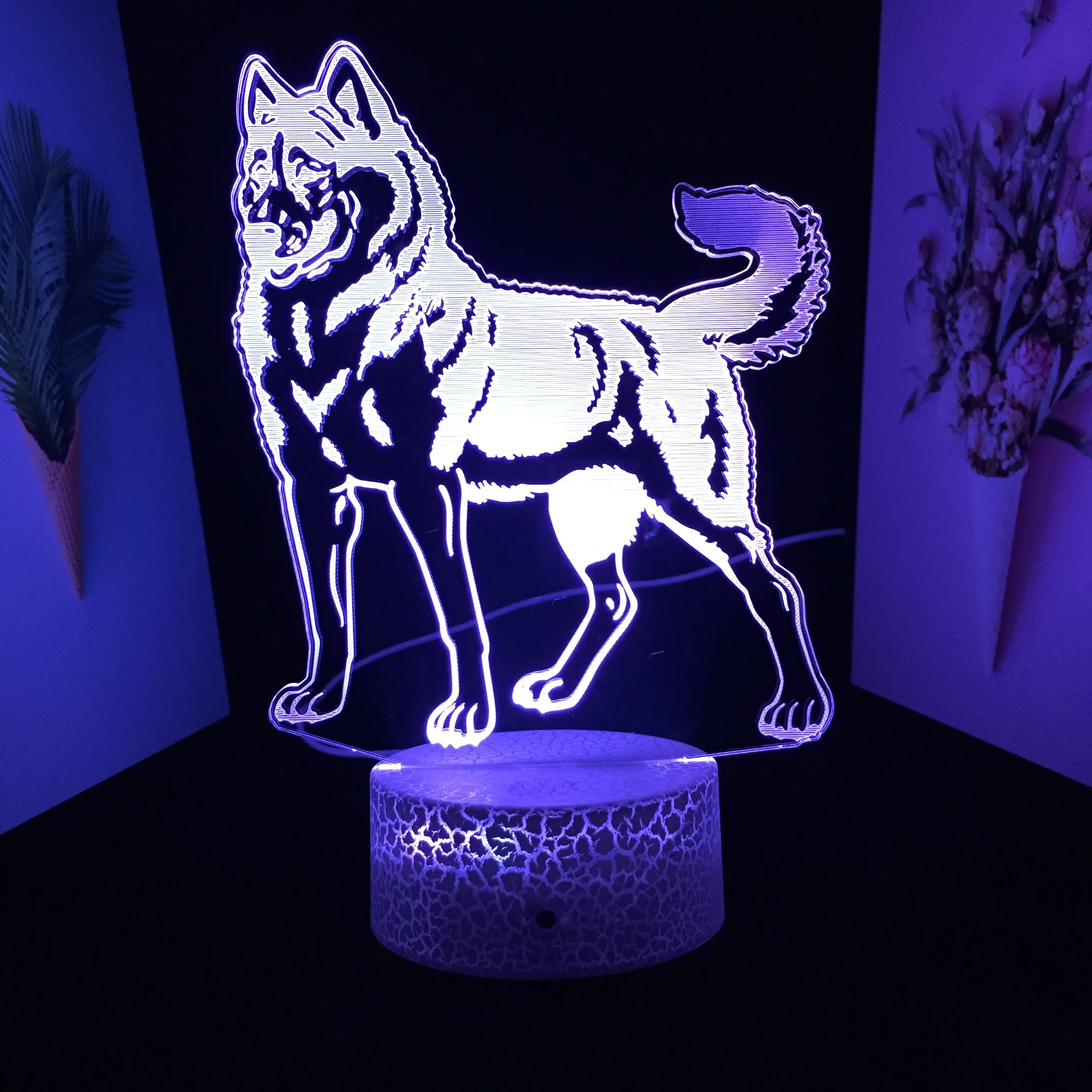 3D Светодиодная лампа серии Animal волк 7 цветов изменение цвета с пультом