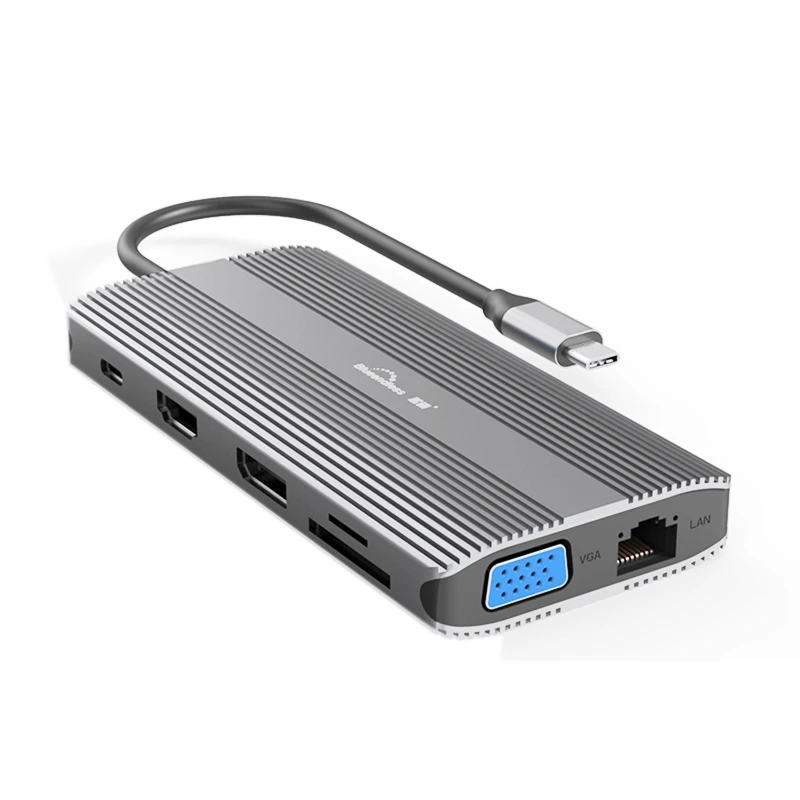 

Blueendless USB C Hub HDMI/DP/VGA Ethernet 3 USB Ports PD SD/TF 12 In 1 Docking Station For Type-C Laptops Smart Phone