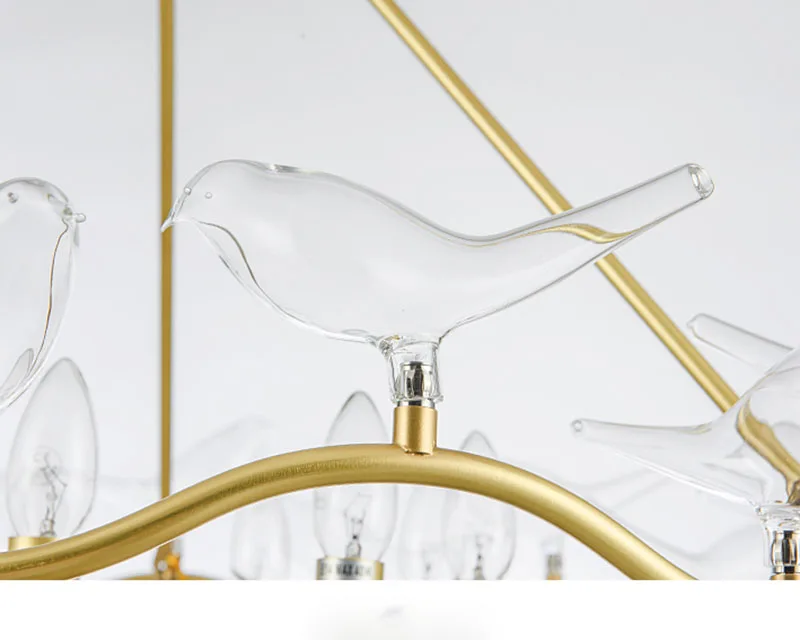 

New American living room bird copper chandelier postmodern 9 double-decker restaurant light simple glass Chandelier lamps PA0226
