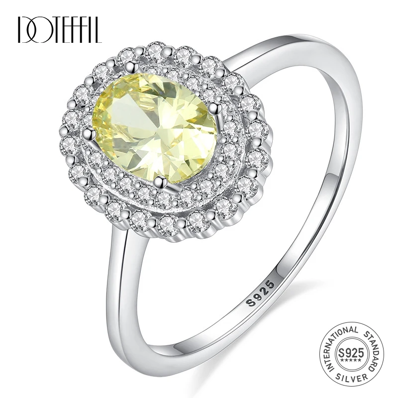 Женское кольцо с желтым топазом DOTEFFIL обручальное принцессы Дианы William Kate Middleton из