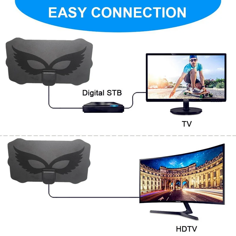 Прозрачная 200 км внутренняя HD Антенна ТВ цифровой усилитель сигнала Freeview радиус Surf Fox DVB-T2 isdb-tb прозрачная для xiaomi HDTV антенна