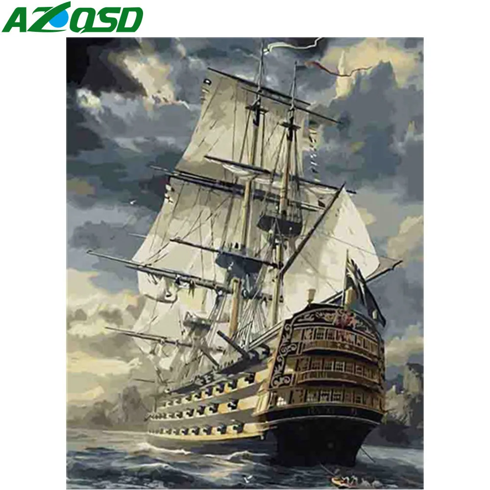 

Набор для рисования по номерам на лодке, пейзаж, ручная роспись