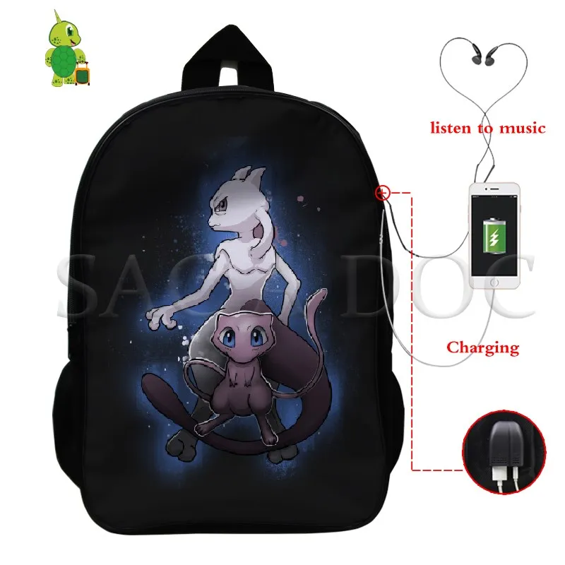 Pokemon Mewtwo Umbreon рюкзак для женщин и мужчин многофункциональный USB зарядка школьные и дорожные сумки для подростков студентов ноутбук рюкзак - Цвет: 15