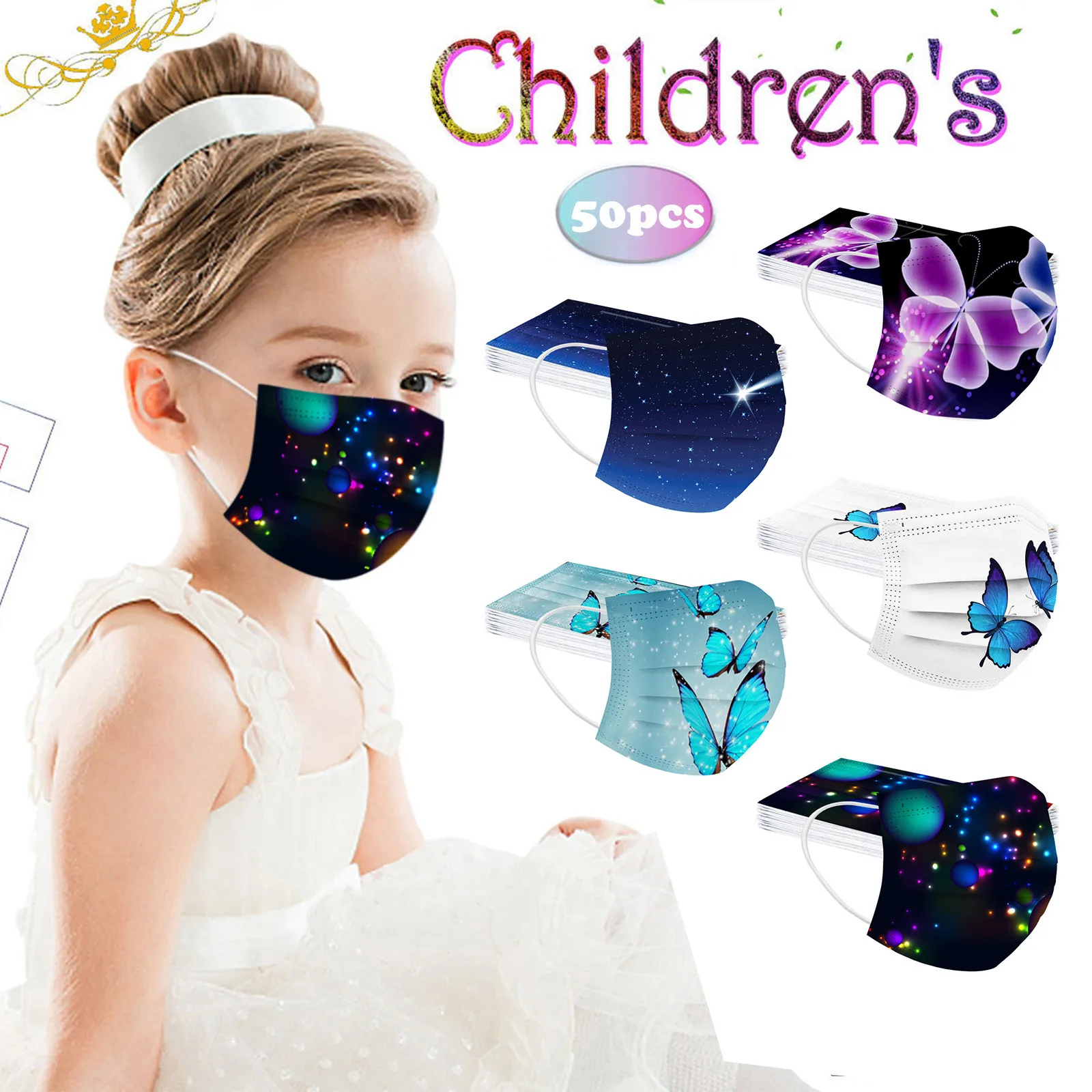 

50pc Disposable Mask Children Mask For Kids Breathable Mask For Face Face Mask With Print Fabric Mask For Face Mascarillas
