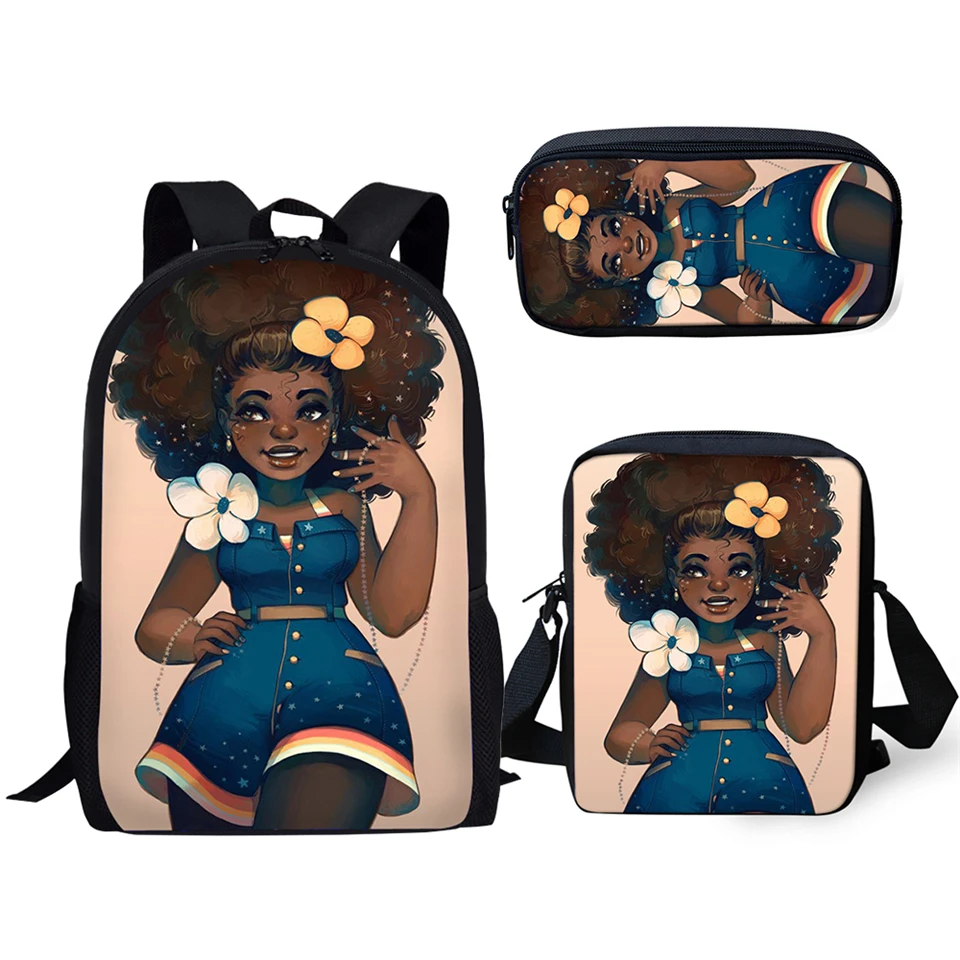 

HaoYun Primary School Kids Backpacks African Girls Prints Pattern School Bags Afro Arts Designer Students 3PC/Set Book Bags