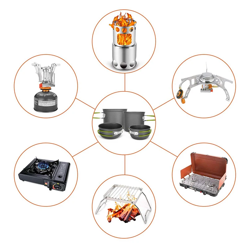 Online Ultra Ringan Camping Cookware Pot Set Gas Burner Kompor Kompor Tanam Perjalanan Luar Ruangan Peralatan Makan Wisata Pot Alat Peralatan