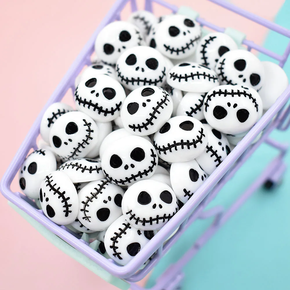 10Pieces Flat Back Resin Cabochon Skeleton For Halloween DIY Flatback Embellishment Accessories Scrapbooking Crafts:23mm