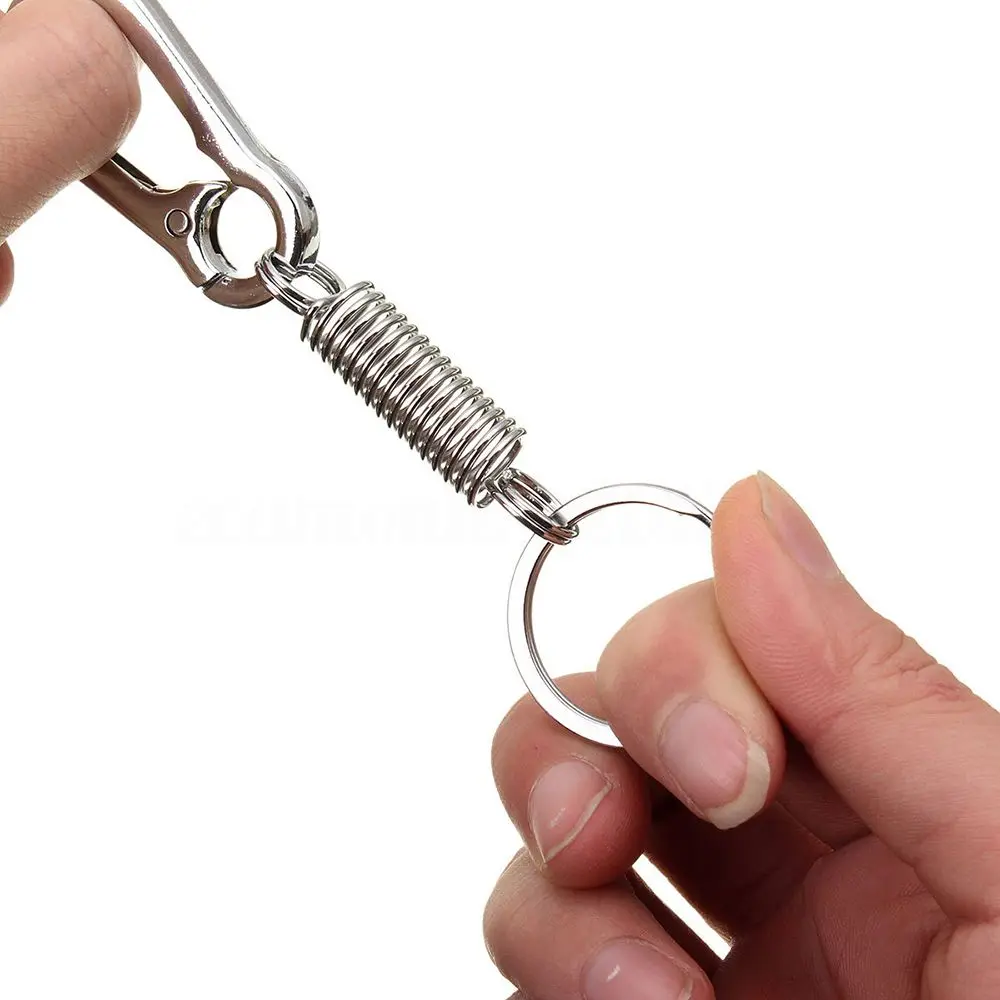 

Spring Key Chain Stainless Steel Gourd Buckle Carabiner Keychain Retractable Waist Belt Clip Keyring Anti-lost Buckle Hanging