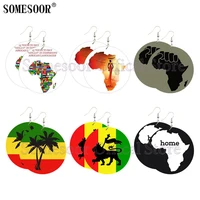somesoor african countries map wooden drop earrings afro ethnic arts eco tribal lion black power fist designs for women gifts