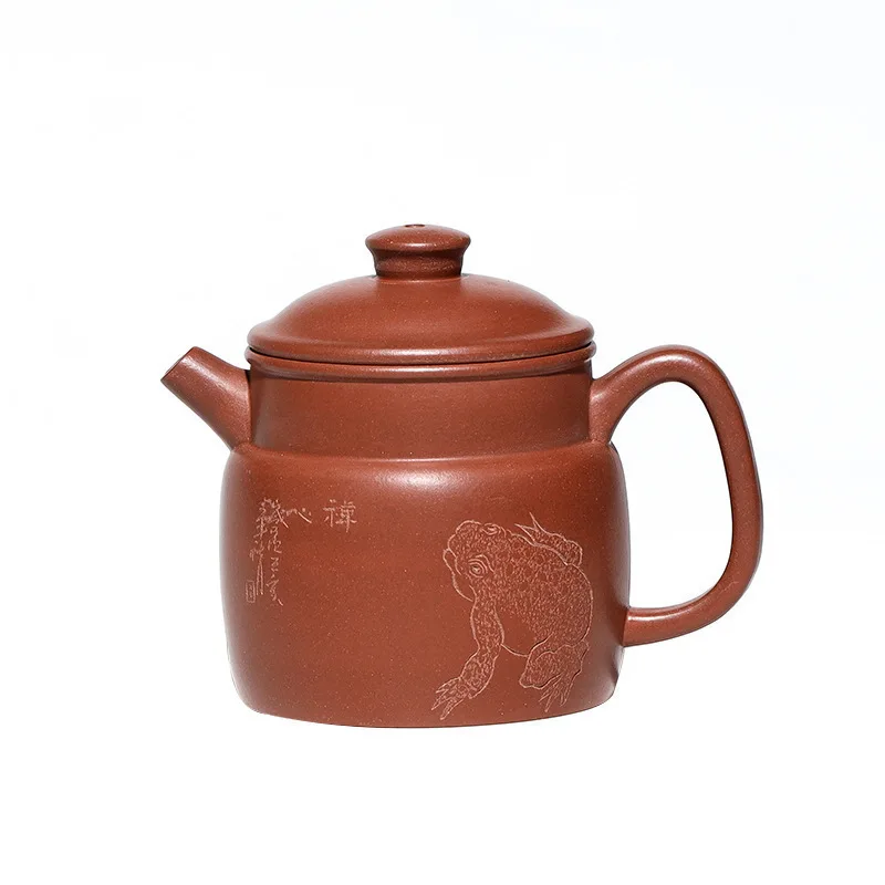 

Hundred Believe Dark-red Enameled Pottery Teapot Yixing Raw Ore Red Loong Pure Full Manual Famous Master Natural Treasures
