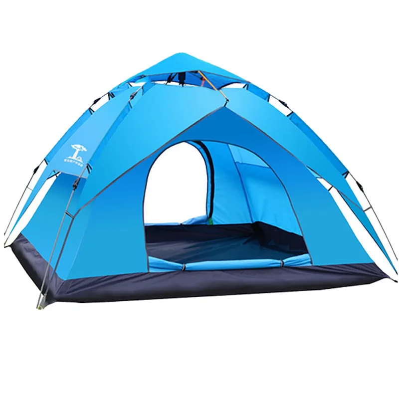 Camping tent 3-4 people double door outdoor tent quick opening tent field fishing tent