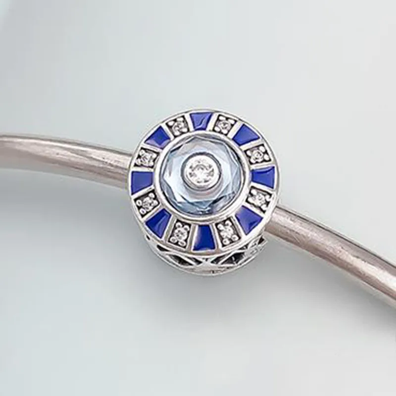 

100% 925 Sterling Silver Bead Creative Blue Mosaic Beads Fit Pandora Women Bracelet & Necklace Diy Jewelry