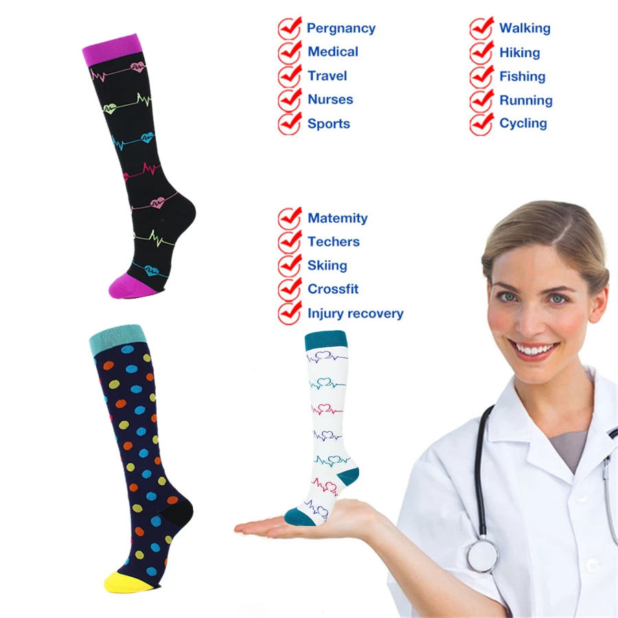 Милые Компрессионные носки для мужчин и женщин уличные спортивные велосипедные