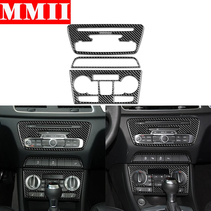 

For Audi Q3 2015 2016 2017 2018 Carbon Fiber Interior Trim Radio Player Kit Panel Frame Cover Decoration Sticker Car Accessories