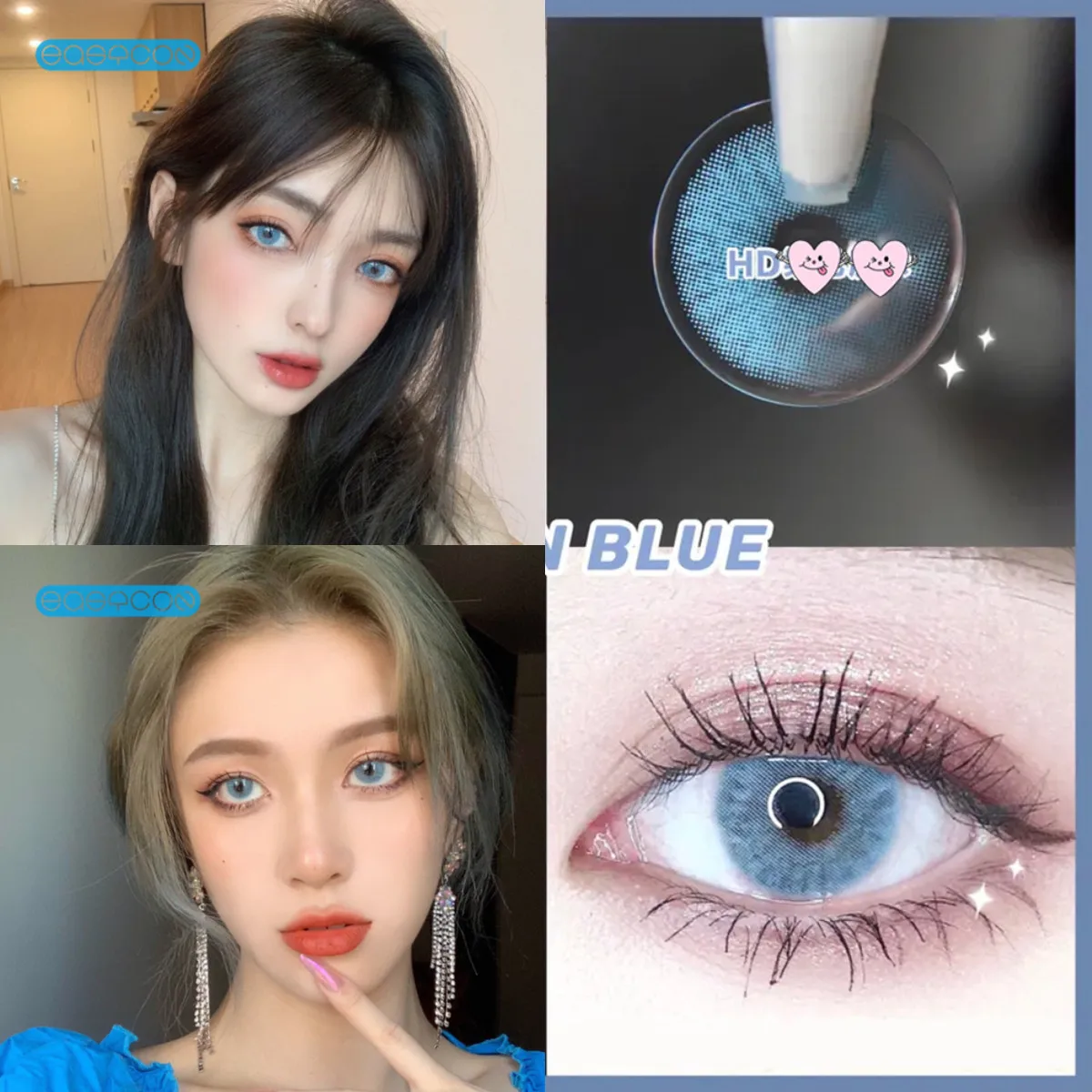 

Easycon винно-голубые цветные контактные линзы мягкие для глаз маленькая красота для зрачка близорукость диоптрии на год натуральные новые большие