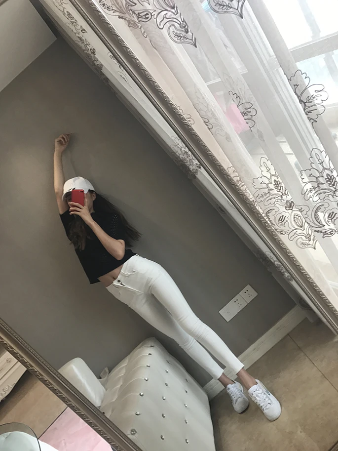 2019 new fashion women's clothing Autumn retro high waist pencil pants solid color Slim thin feet jeans stretch | Женская одежда