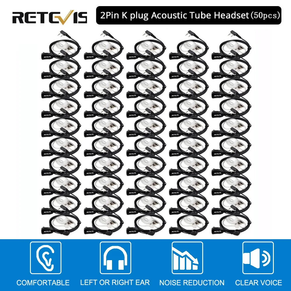 50 шт. Retevis PTT Mic Air портативная рация с наушниками гарнитура для Kenwood Baofeng UV 5R H777 RT22 RT80