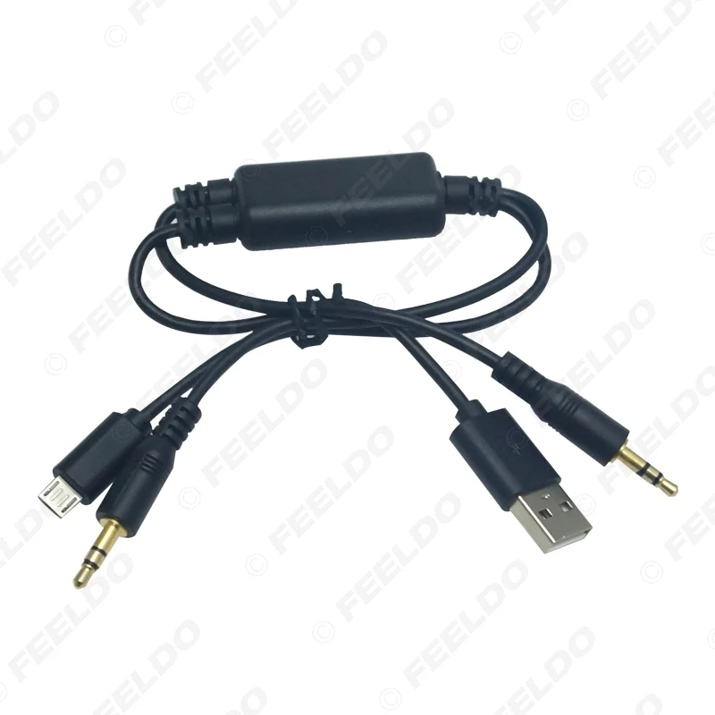 FEELDO 10 шт. автомобильный 3 5 мм штекер Micro USB до разъем AUX кабель адаптер для BMW