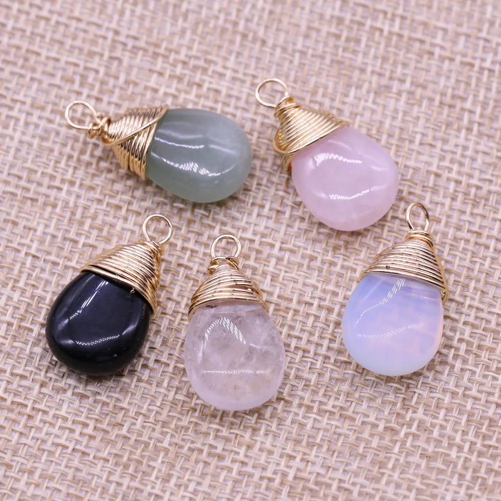 

2Pcs Natural Stone Pendant Drop-shaped Winding Exquisite Agates For Jewelry Making DIY Necklace Bracelet Anklet Accessory