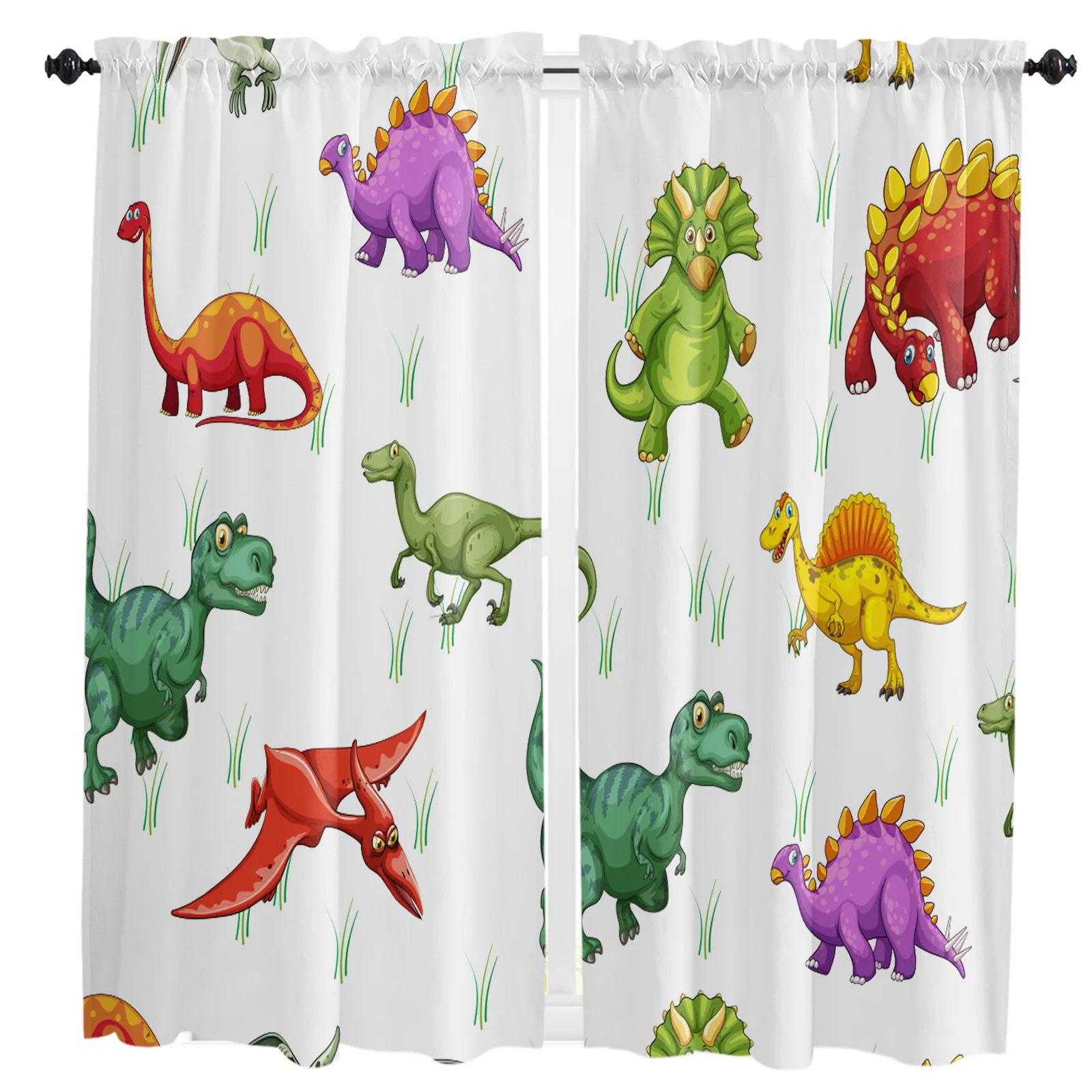 Cartoon Dinosaur Curtains for Living Room Bedroom Kitchen the Kids Window Treatments Drapes |
