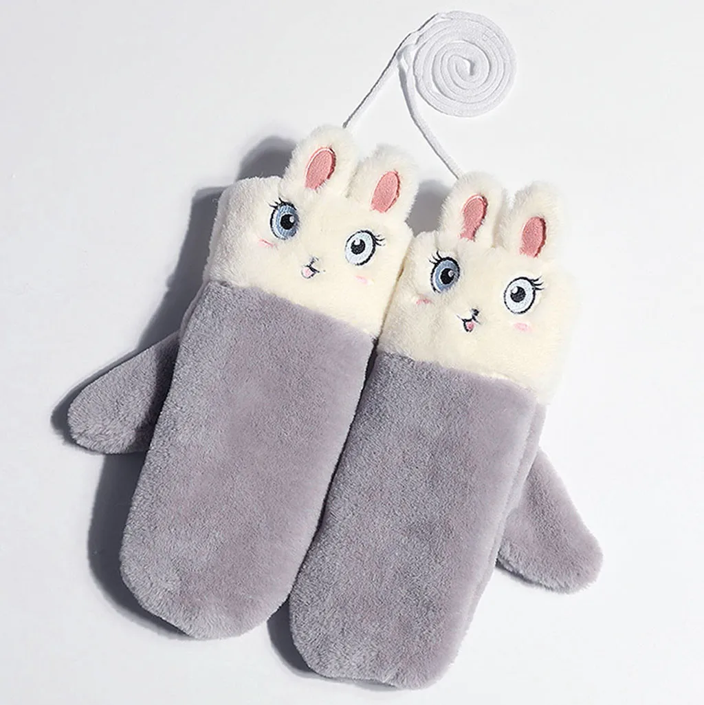 Женские зимние милые Мультяшные перчатки плюшевые варежки мягкие теплые