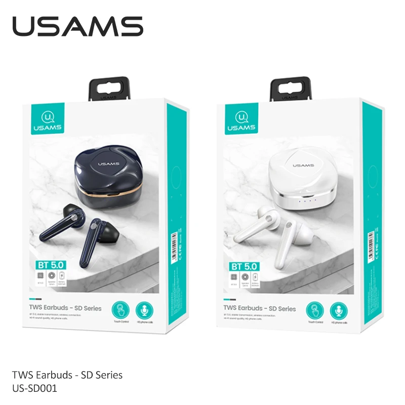 

USAMS TWS Wireless Earphones Bluetooth 5.0 Earpiece Stereo Sports Earbuds Headsets With Mic For Iphone/Xiaomi/Huawei/Samsung
