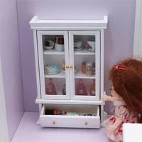 112 dollhouse miniature accessories mini double door cabinet simulation bookcase furniture model for doll house decoration ob11