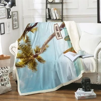 beach coconut tree plush throw blankets for kid adult thin quilt
