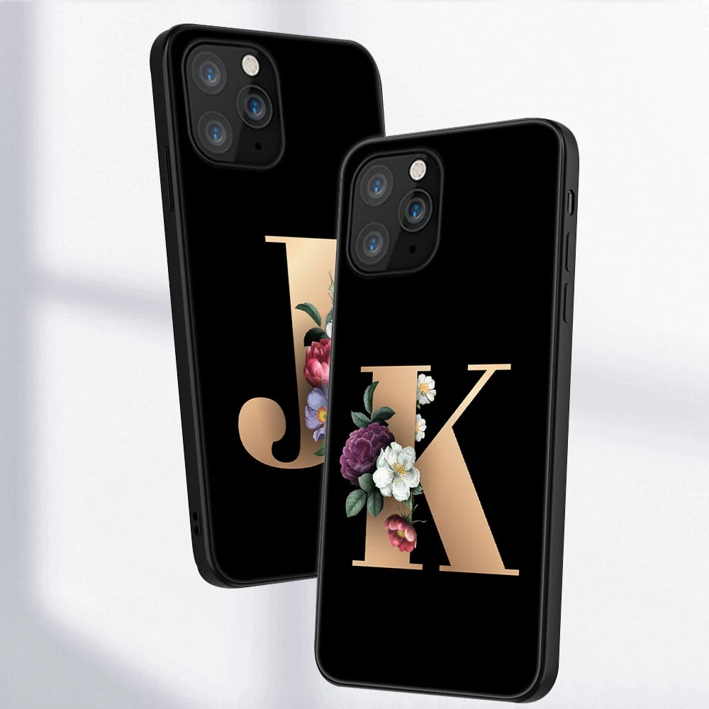 

Letter Name Case For iPhone 11 12 Pro Max Mini Cover for iPhone X XR XS MAX 7 8 6S Plus 5S SE 2020 Soft Silicone TPU Phone Funda
