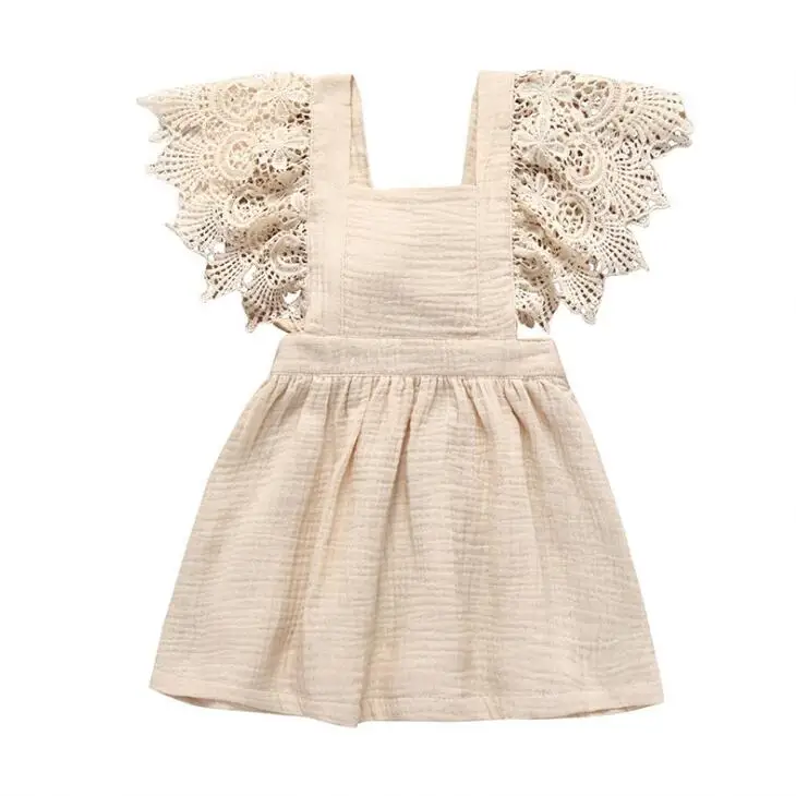 Детские кружевные рукава для девочек платье с открытой спиной и оборками летнее