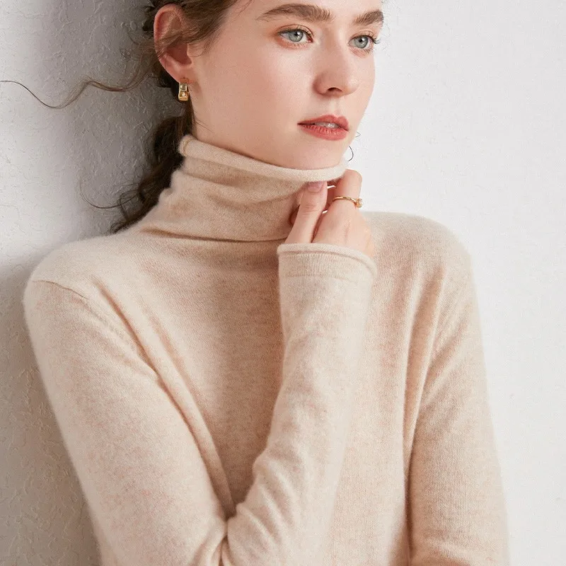 

Woman Sweater Women Fall 2020 Clothing Winter Oversizedpink Autumn Knitted Long Sleeve Cropped 100% Cashmere Pullover Turtleneck