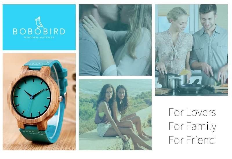 BOBO BIRD парные часы деревянные часы бирюзовые синие женские часы наручные часы подарок на день рождения в коробке Anlaogue дисплей Relogio J-C28