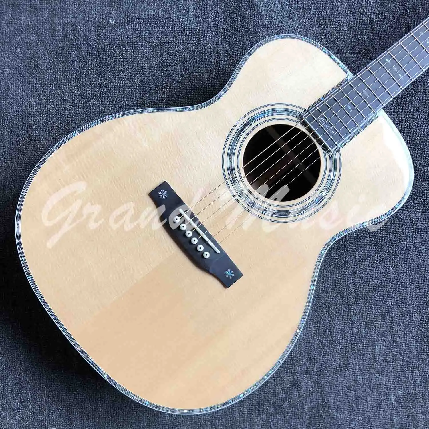 Custom Solid Spruce Wood Abalone Binding Acoustic Guitar 39 Inches 000 |