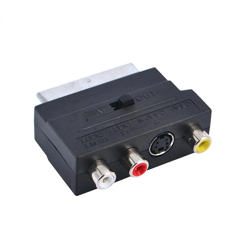 RGB SCART на композитный 3 RCA SVHS S-Video Phono AV TV Аудио адаптер штекер-гнездо с выключателем