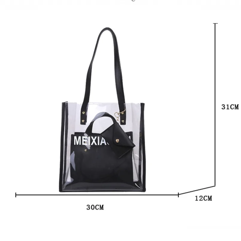 

Fashion Three Composite Transparent Bag Female Clear Jelly PVC Shoulder Bag Sling Summer Large High Quality Beach Women Handbag