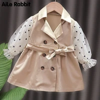 new arrival girls trench coat for fall 2021 dot long sleeve childrens jacket cardigan childrens clothing for baby girls