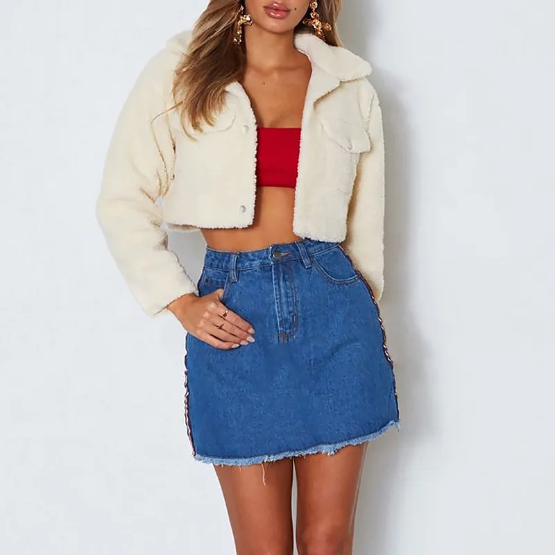 Женское короткое пальто с искусственным мехом осень 2020 теплая флисовая куртка