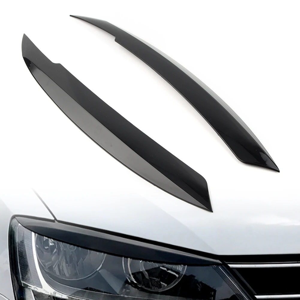 

Glossy Black Car Headlight Eyelid Eyebrow Cover Trim For VW Jetta MK6 Sagitar NCS 2010 2011 2012 2013 2014 2015 2016 2017 2018