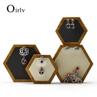 new oirlv wooden diamond two piece pendant necklace bracelet display stand with microfiber for jewelry exhibition
