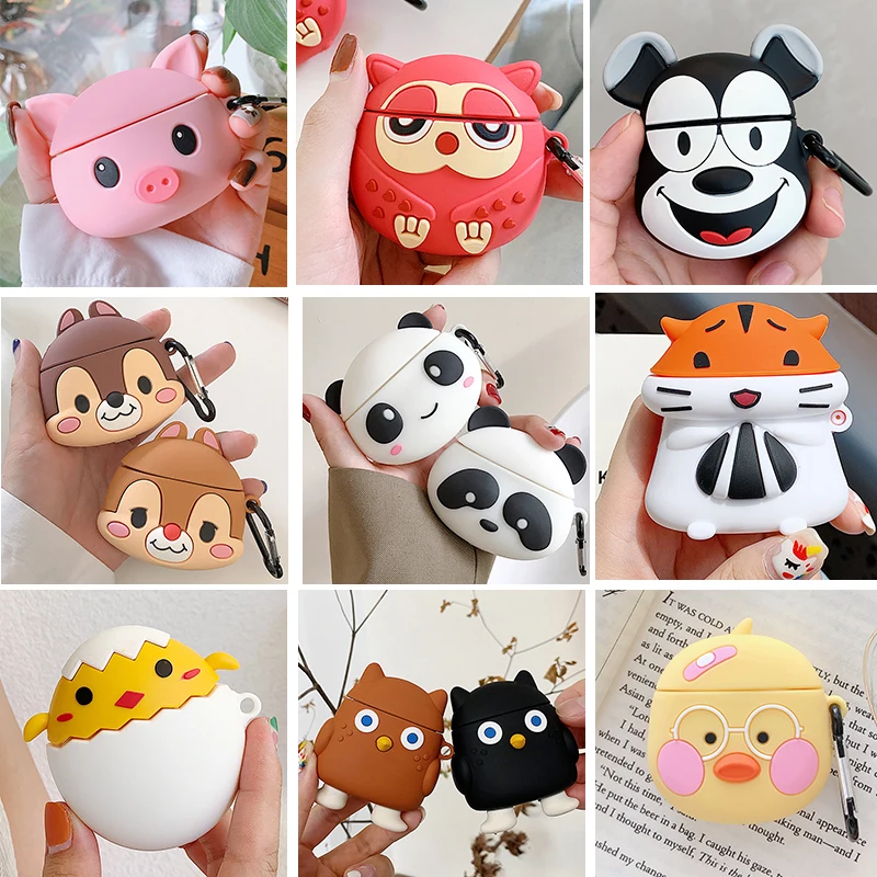 Беспроводная Bluetooth гарнитура мультфильм милый чехол для Apple Airpods 2 наушники