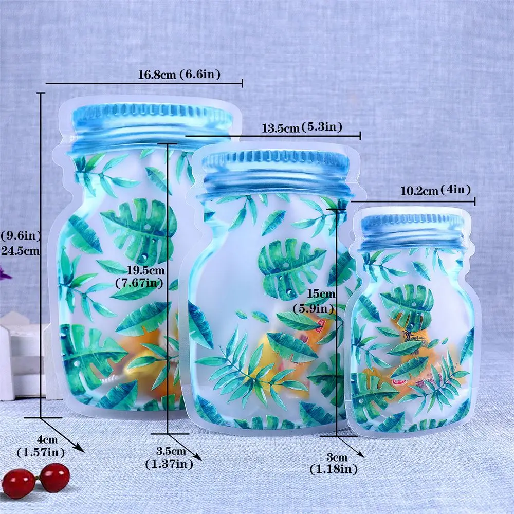 

Hot 10 Pcs Food Sealing Bags Reusable Mason Jar Bottles Nuts Candy Cookies Waterproof Seal Food Ziplock Bottles Shaped