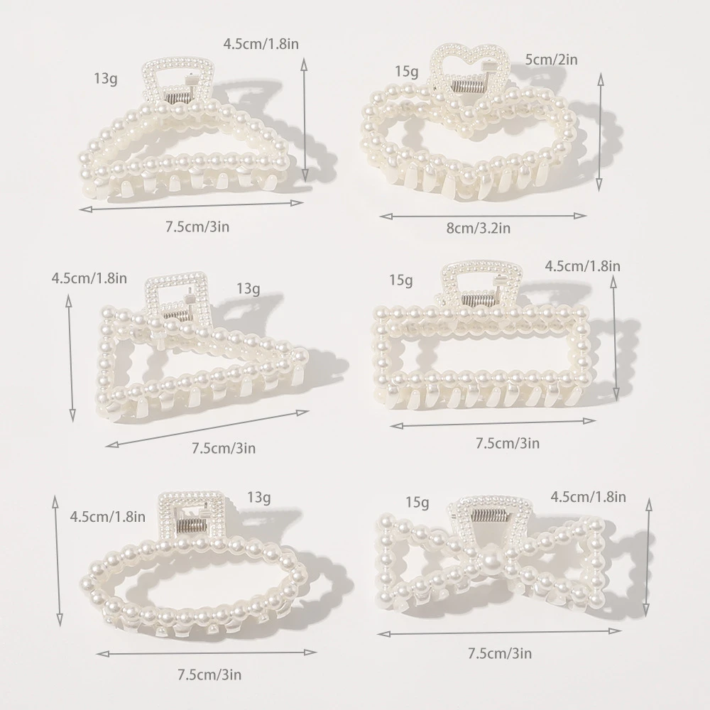 

Pan Hair Pearl Clip Temperament Simple and Fashionable Hairpin Hair Clip Hollow Geometric Top Clip Side Clip Hair Accessories