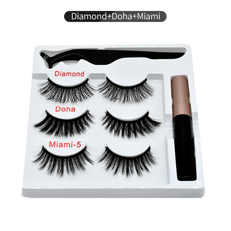 Жидкая подводка для глаз 3D 3 пары магнитный Набор накладных ресниц пять магнитных