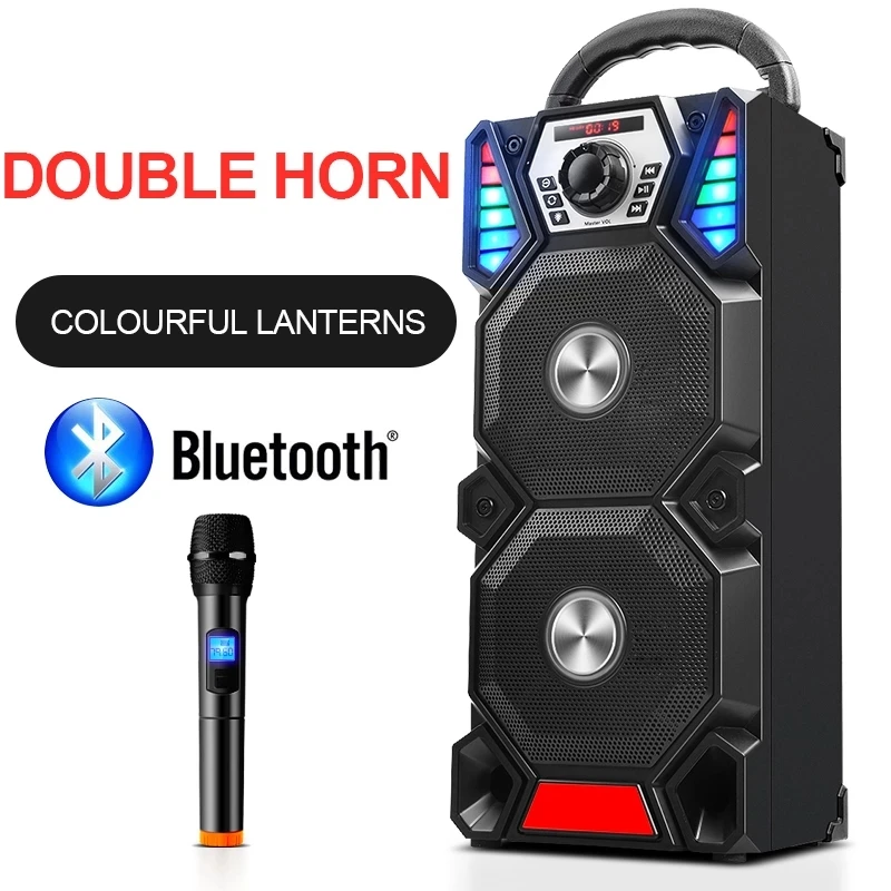 

Portable Bluetooth Speaker Big Power Wireless Bass Column 3DStereo Subwoofer Music Center Dual Audio Support Remote Control Mic