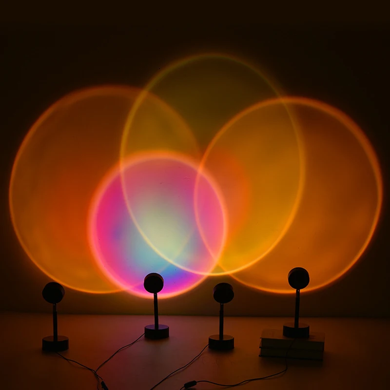 

USB Rainbow Sunset Red Projector Led Night Light Sun Projection Desk Lamp for Bedroom Bar Coffee Store Wall Decoration Lights