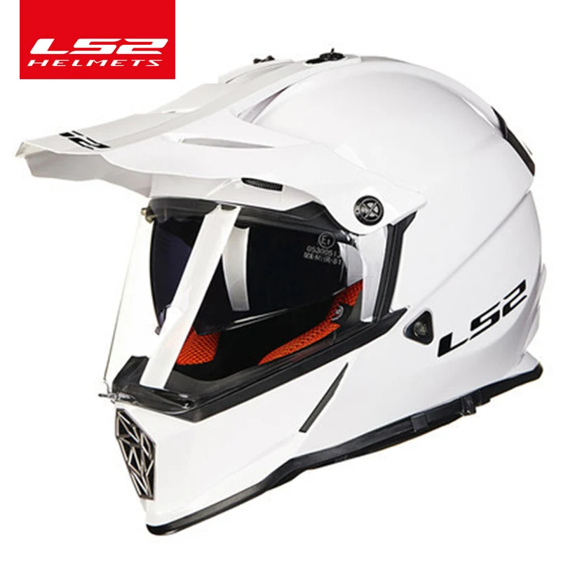 white LS2 Pioneer шлем для мотокросса с двойными линзами ls2 MX436 внедорожный мотоциклетный шлем capacete casco casque с sunshied - Цвет: white