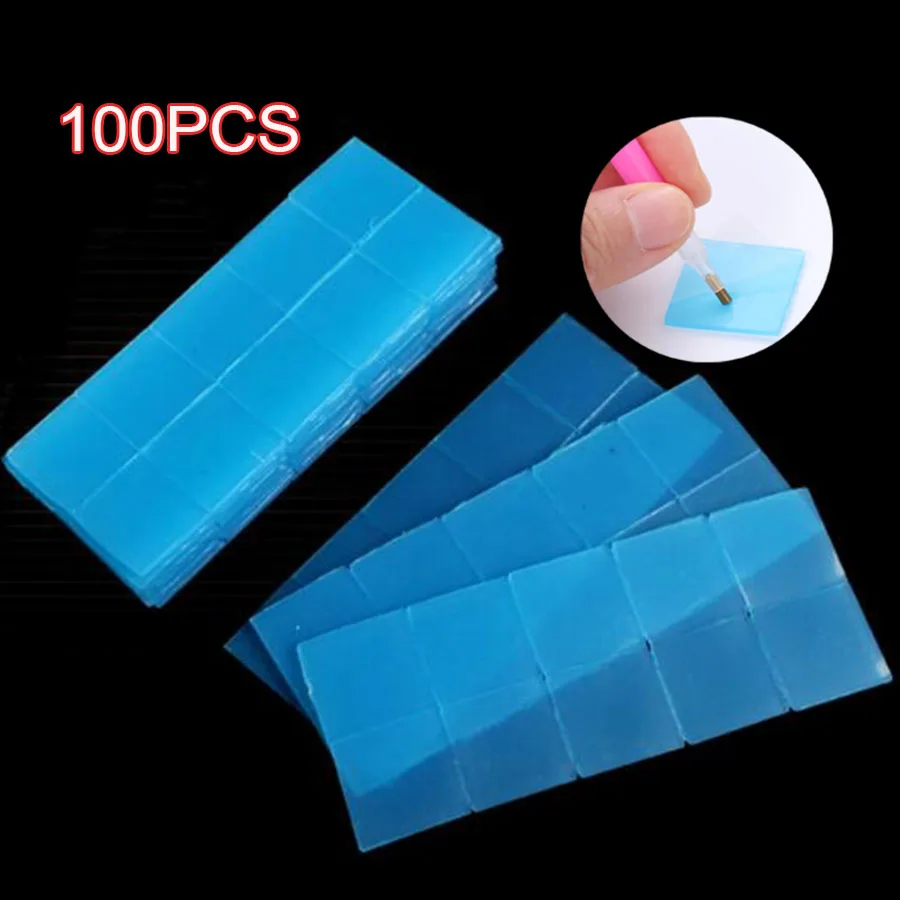 

100 PCS Blue Wax Diamond Painting Wax Clay for Point Drills Pen Pick up Diamond Painting Rhinestones Blue Mud 2.5x2.5cm