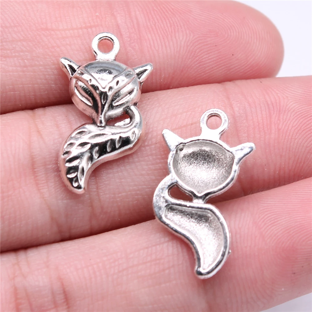 

10pcs 23x13mm Fox Charms For Jewelry Making DIY Jewelry Findings Antique Silver Plated Zinc Alloy Charms Pendant