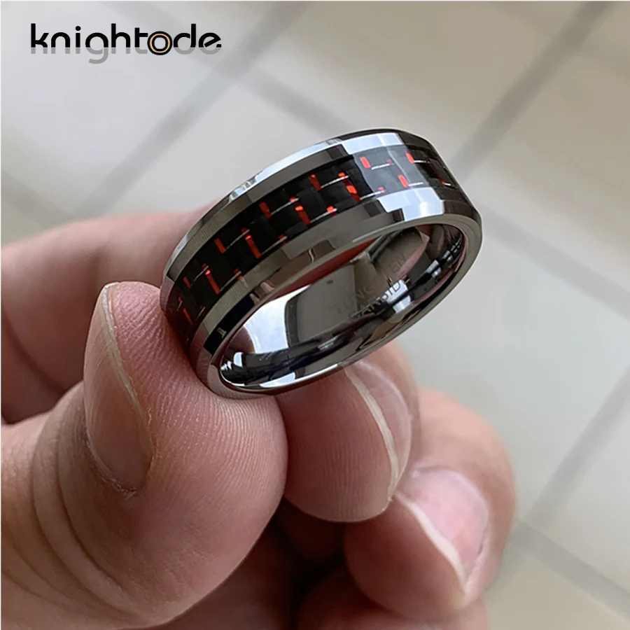 8 мм высокое качество карбида вольфрама обручальное кольцо черный/красный