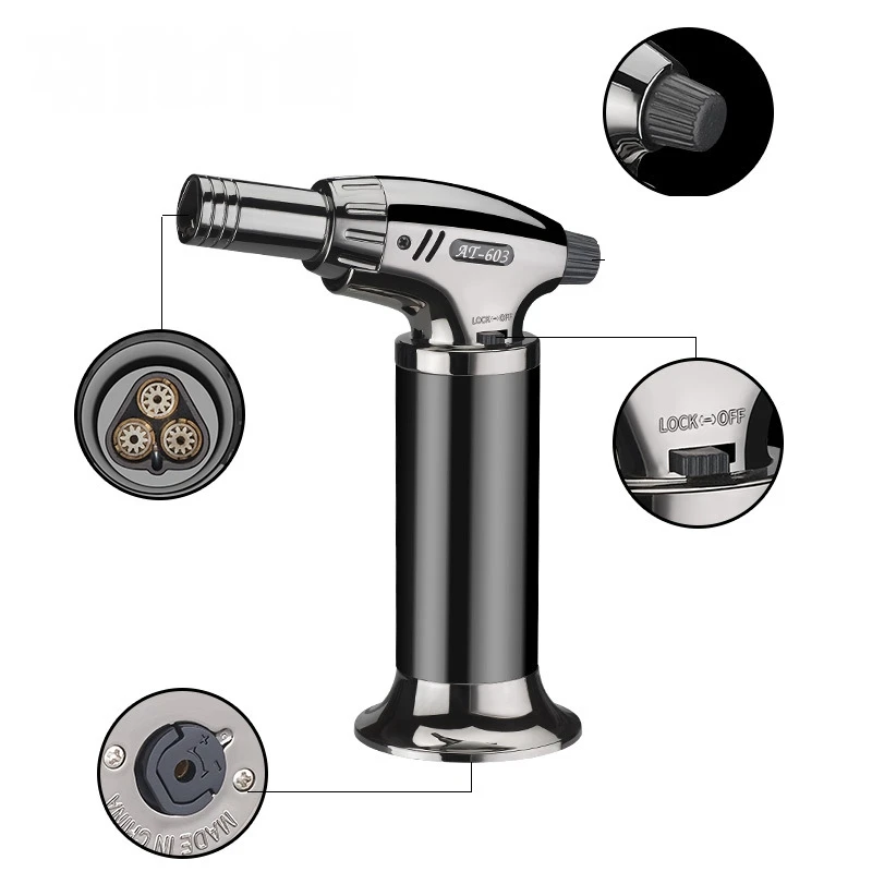 Три турбо металлические газовые зажигалки аксессуары для курения ветрозащитные